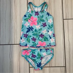Lands End tankini size 7 blue floral